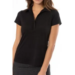 Golftini Women'S Short Sleeve Ruffle Golf Polo Shirt - Black Lead with Style Unapologetically You