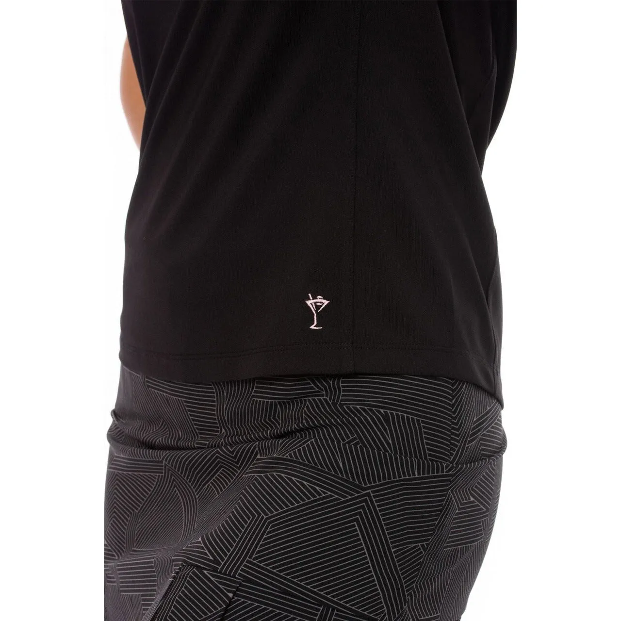 Golftini Women'S Short Sleeve Ruffle Golf Polo Shirt - Black The Fast Lane Choice Gear Up and Go