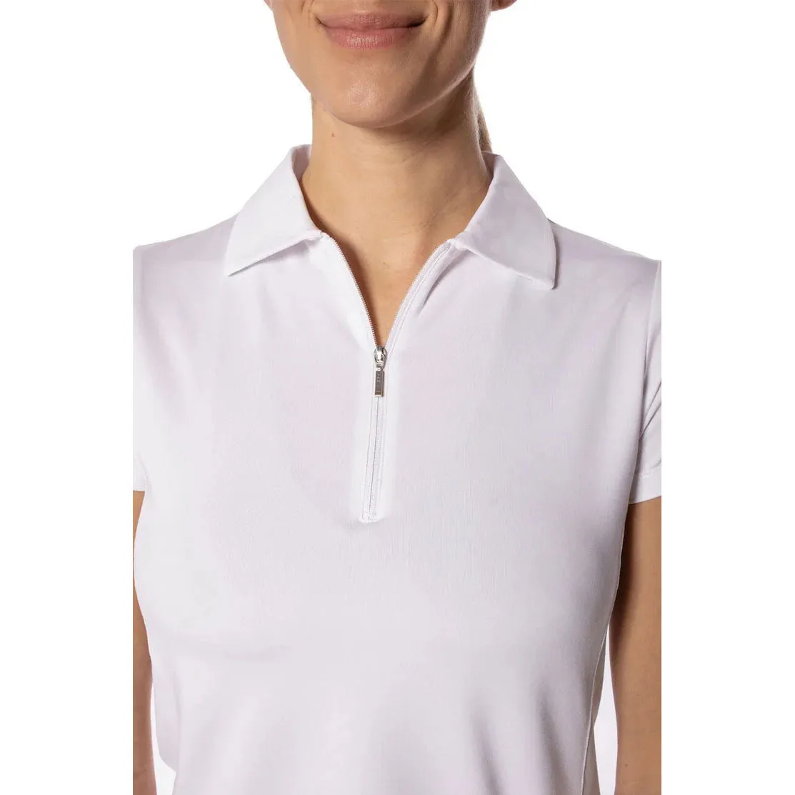 Engineered for Speed Golftini Women'S Short Sleeve Zip Golf Shirt - White