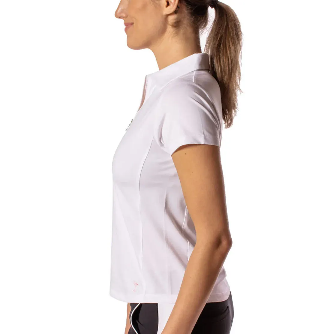 Gear Up and Go Golftini Women'S Short Sleeve Zip Golf Shirt - White