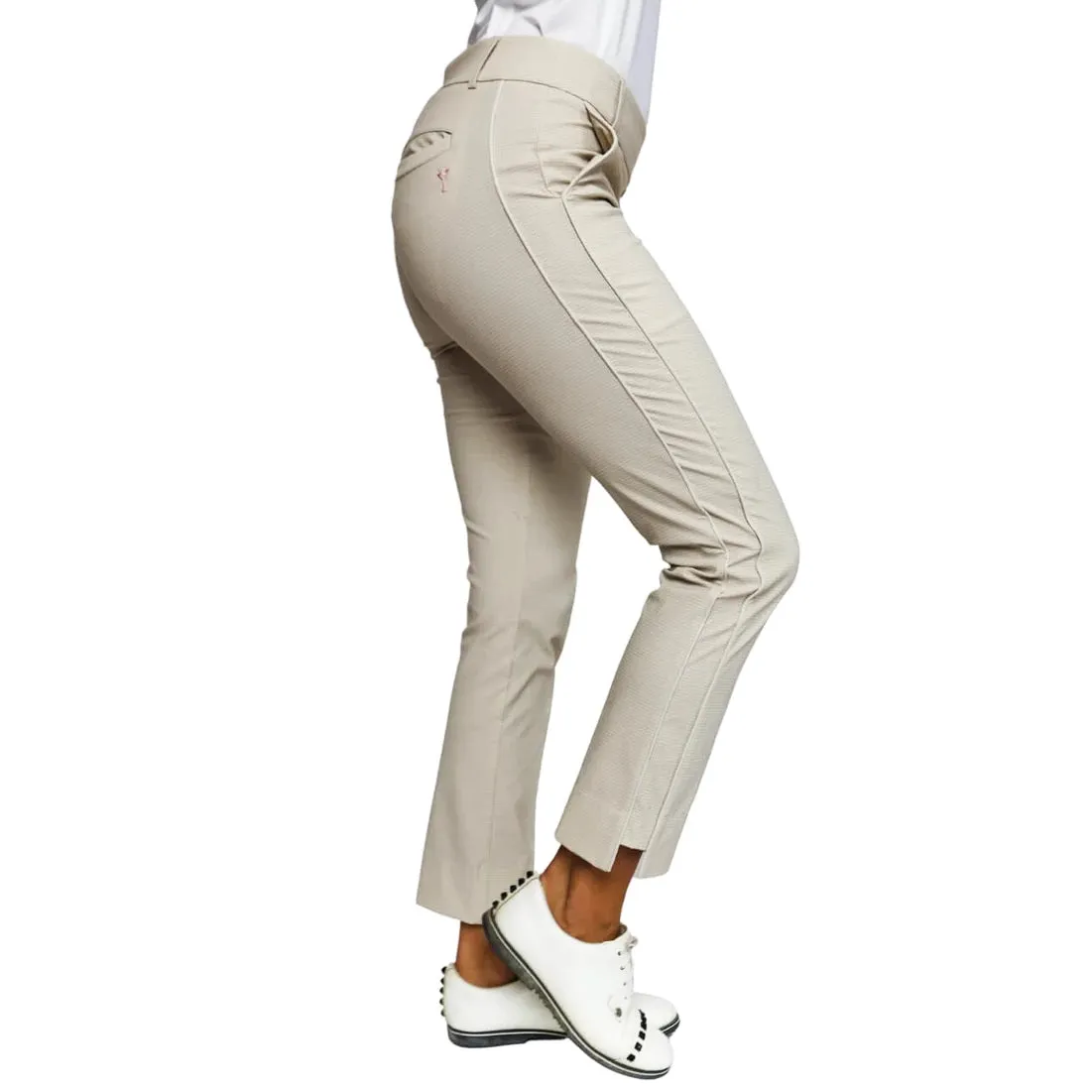 Black Friday Offer Golftini Women'S Stretch Ankle Golf Pants - Khaki Houndstooth