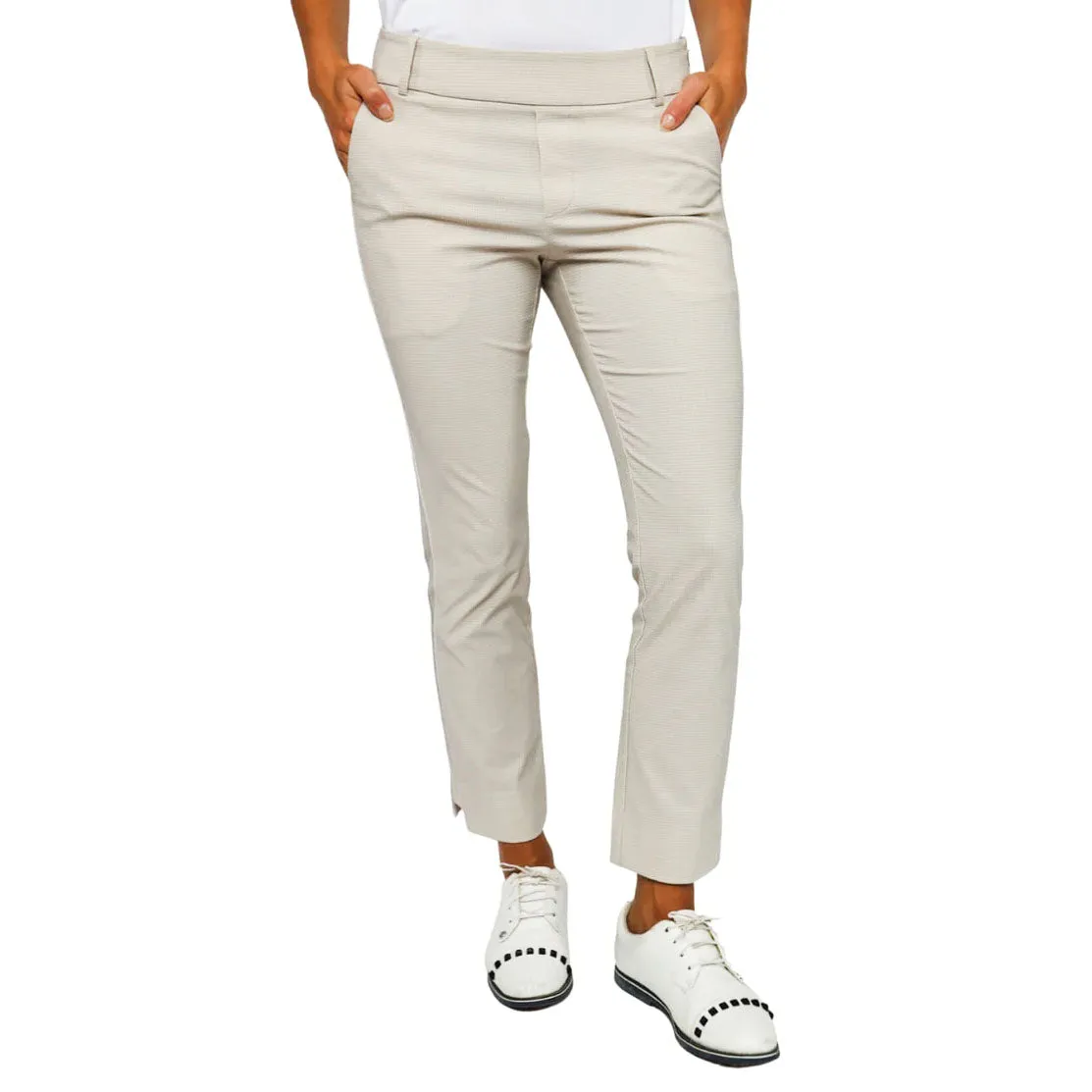 Special Offer Sweetest Day Sale Golftini Women'S Stretch Ankle Golf Pants - Khaki Houndstooth