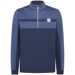 Original Penguin 1/4 Zip Heritage Block Pullover - Black Iris Halloween Sale