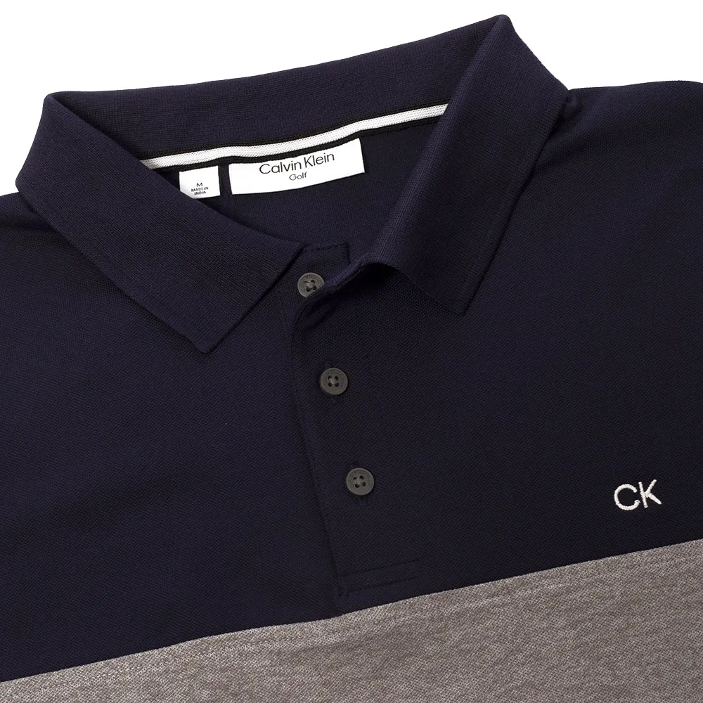 Calvin Klein Colour Block Polo Shirt - Navy/Silver Marl Autumn Sale