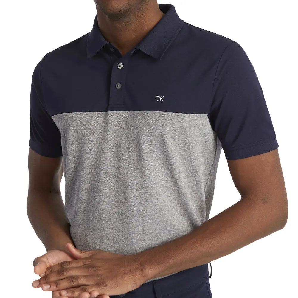 Confidence Starts Here Feel the Energy Calvin Klein Colour Block Polo Shirt - Navy/Silver Marl