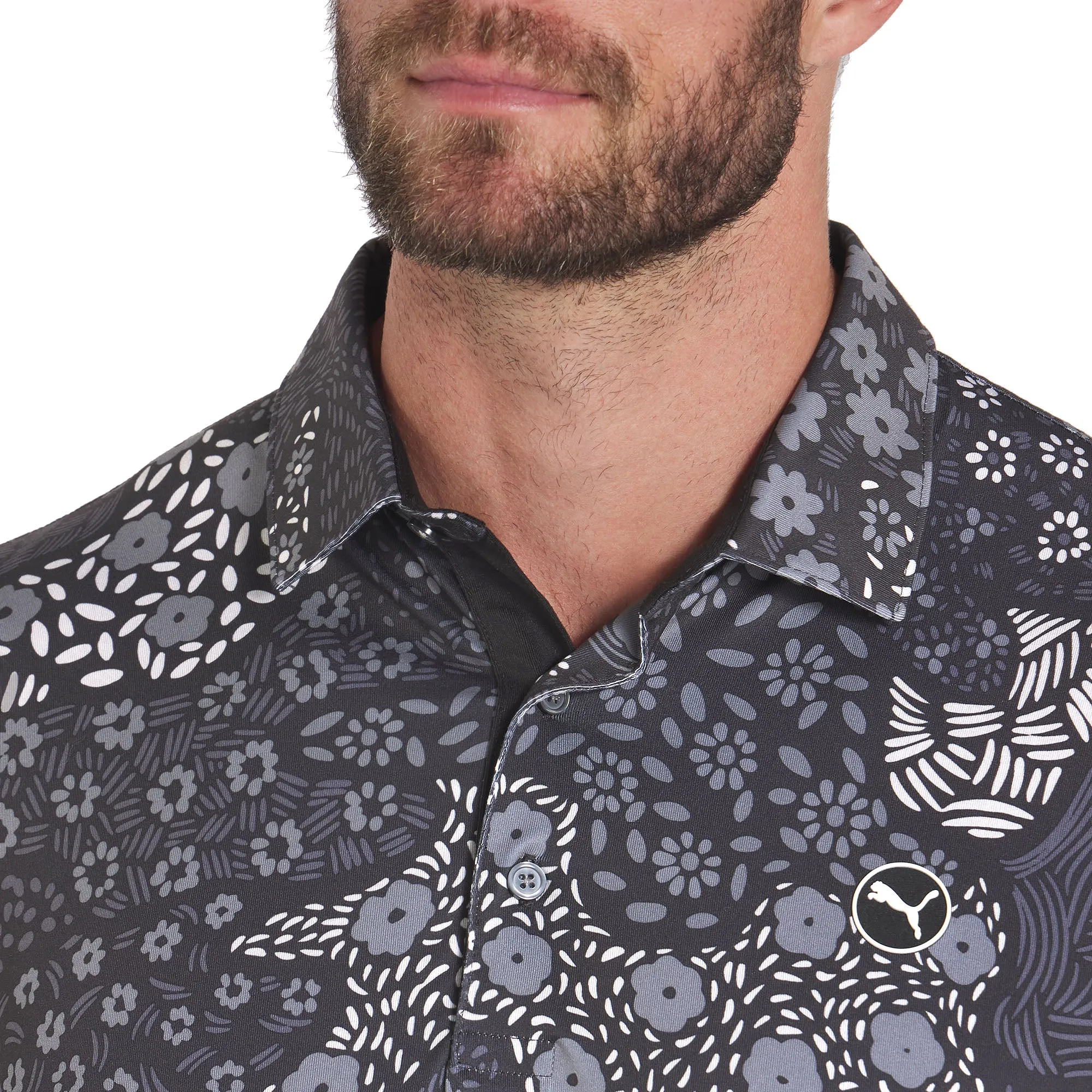 Empower Your Journey Puma Cloudspun Bloom Camo Polo Shirt - Lc - Puma Black