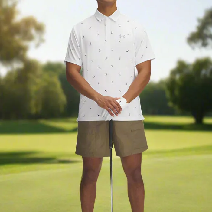 Clearance Sale Under Armour Playoff 3.0 Printed Polo Shirt - White/Steel/Quails