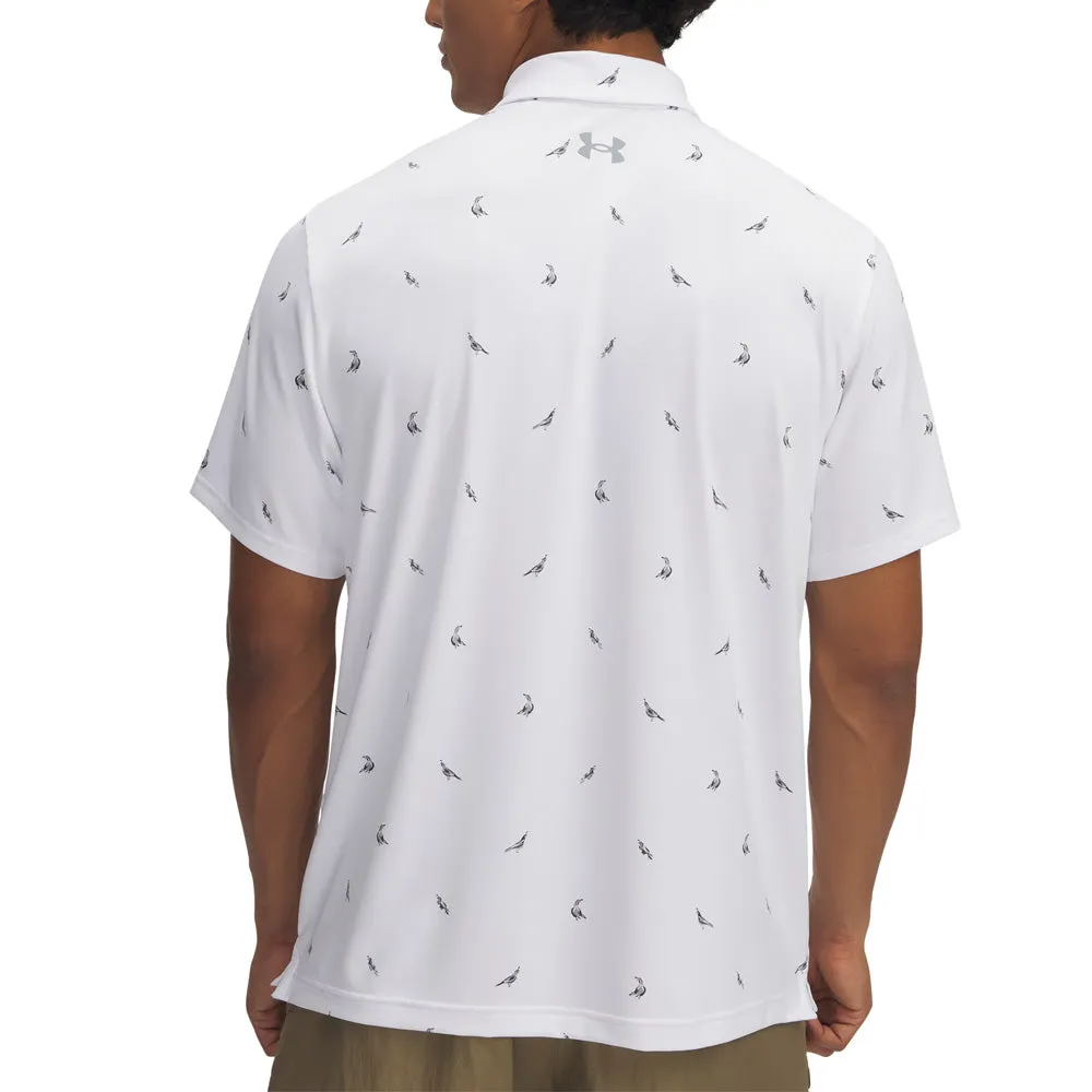 Made to Move Empower Your Journey Under Armour Playoff 3.0 Printed Polo Shirt - White/Steel/Quails