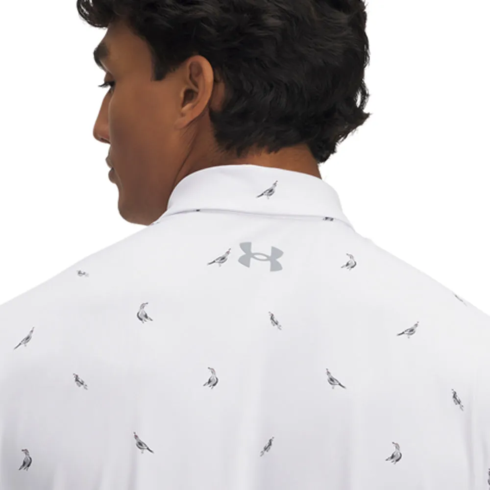 Under Armour Playoff 3.0 Printed Polo Shirt - White/Steel/Quails Push Beyond Limits Built to Move You