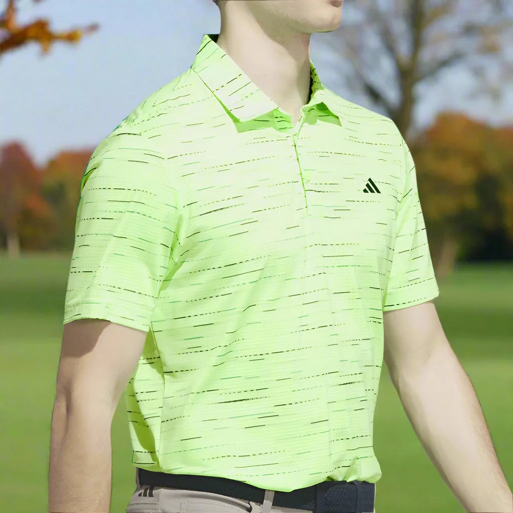 Adidas Ultimate365 Mesh Glimmer Print Polo Shirt - Lime Burst Bring the Heat