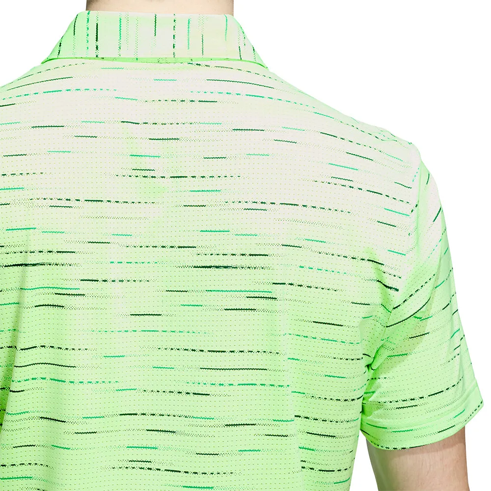 Performance Unleashed Adidas Ultimate365 Mesh Glimmer Print Polo Shirt - Lime Burst