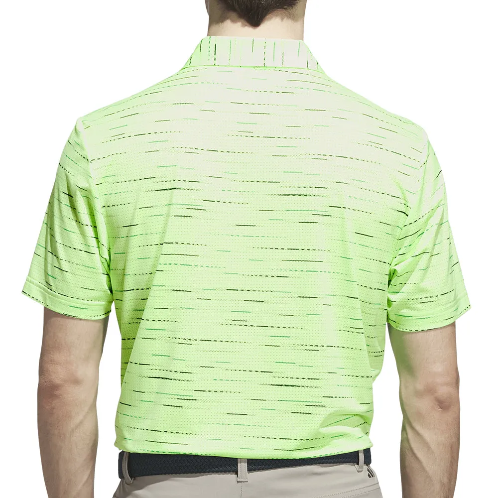 Adidas Ultimate365 Mesh Glimmer Print Polo Shirt - Lime Burst Engineered for Speed
