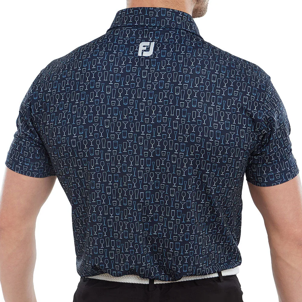 Footjoy Glass Print Polo Shirt - Navy Great Value