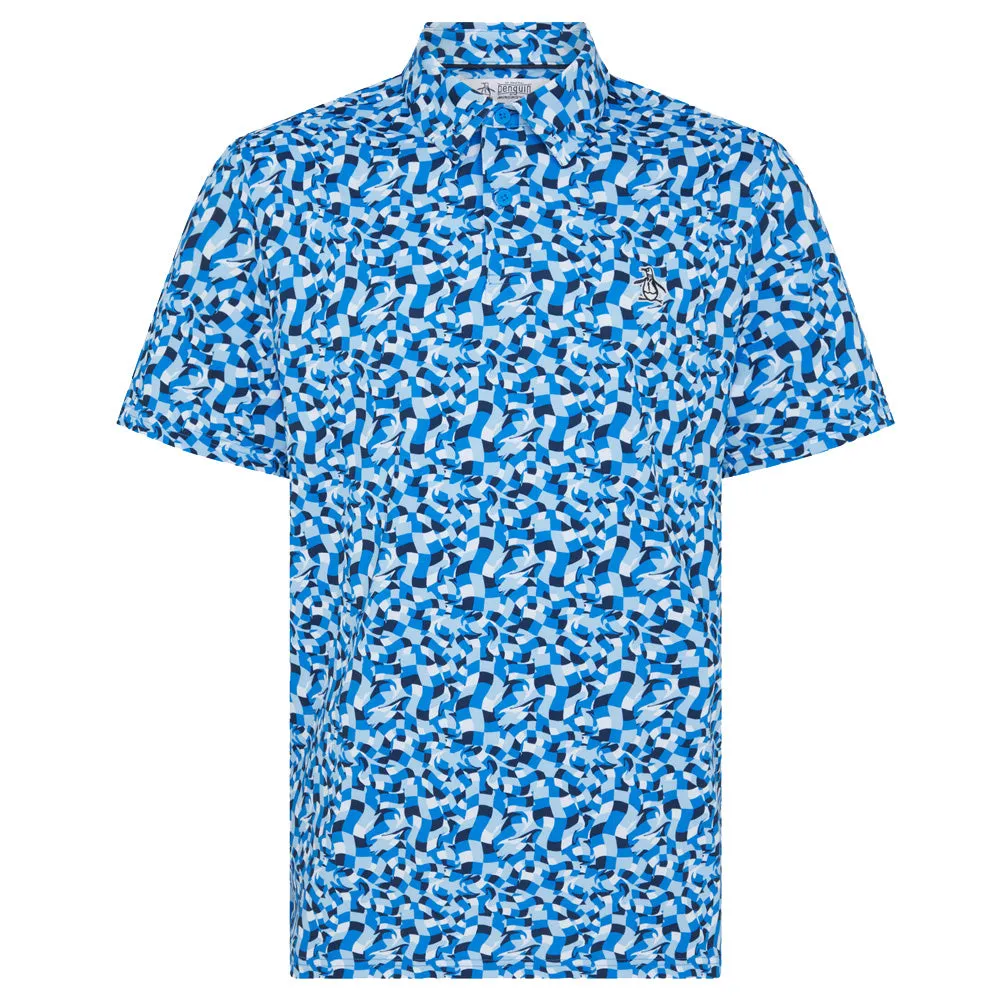 Original Penguin Underwater Mosaic Geo Polo Shirt - French Blue Christmas Day Sale