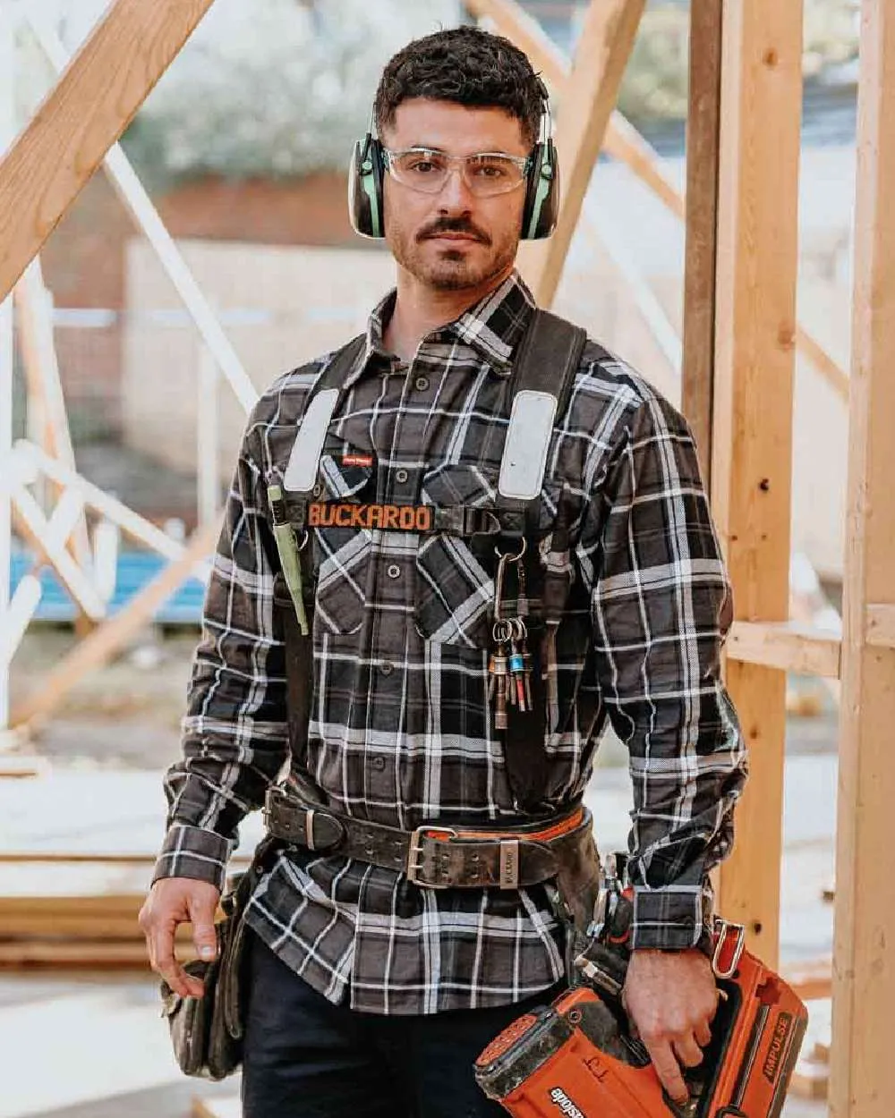 Hard Yakka Mens Lightweight Check Flannel Shirt Hiking Shirts for Men