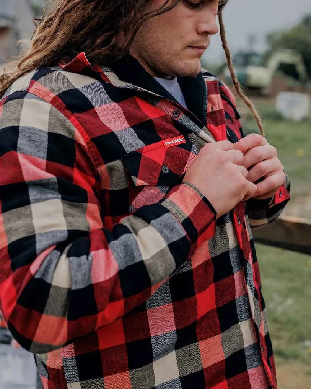 Hard Yakka Mens Quilted Flannel Shacket Cotton Farming Shirts
