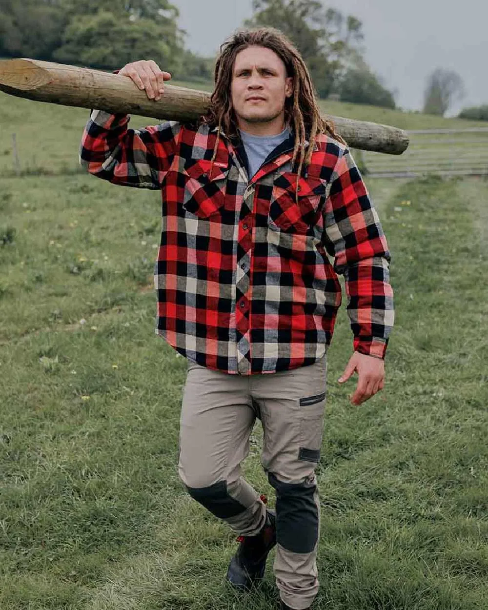 Hard Yakka Mens Quilted Flannel Shacket Cotton Farming Shirts
