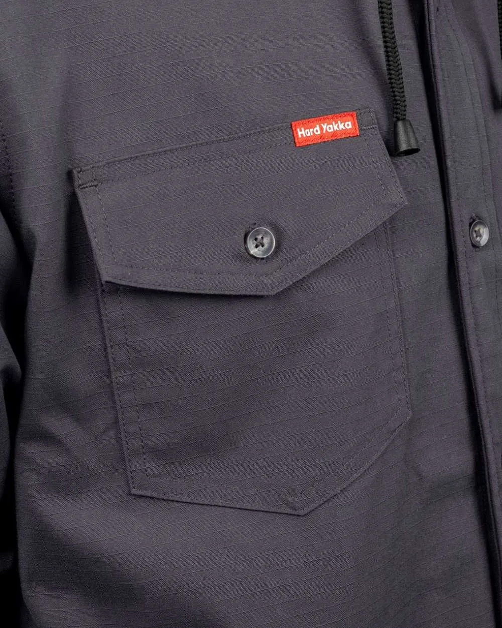 Hard Yakka Mens Quilted Solid Shacket Workwear Button Shirts