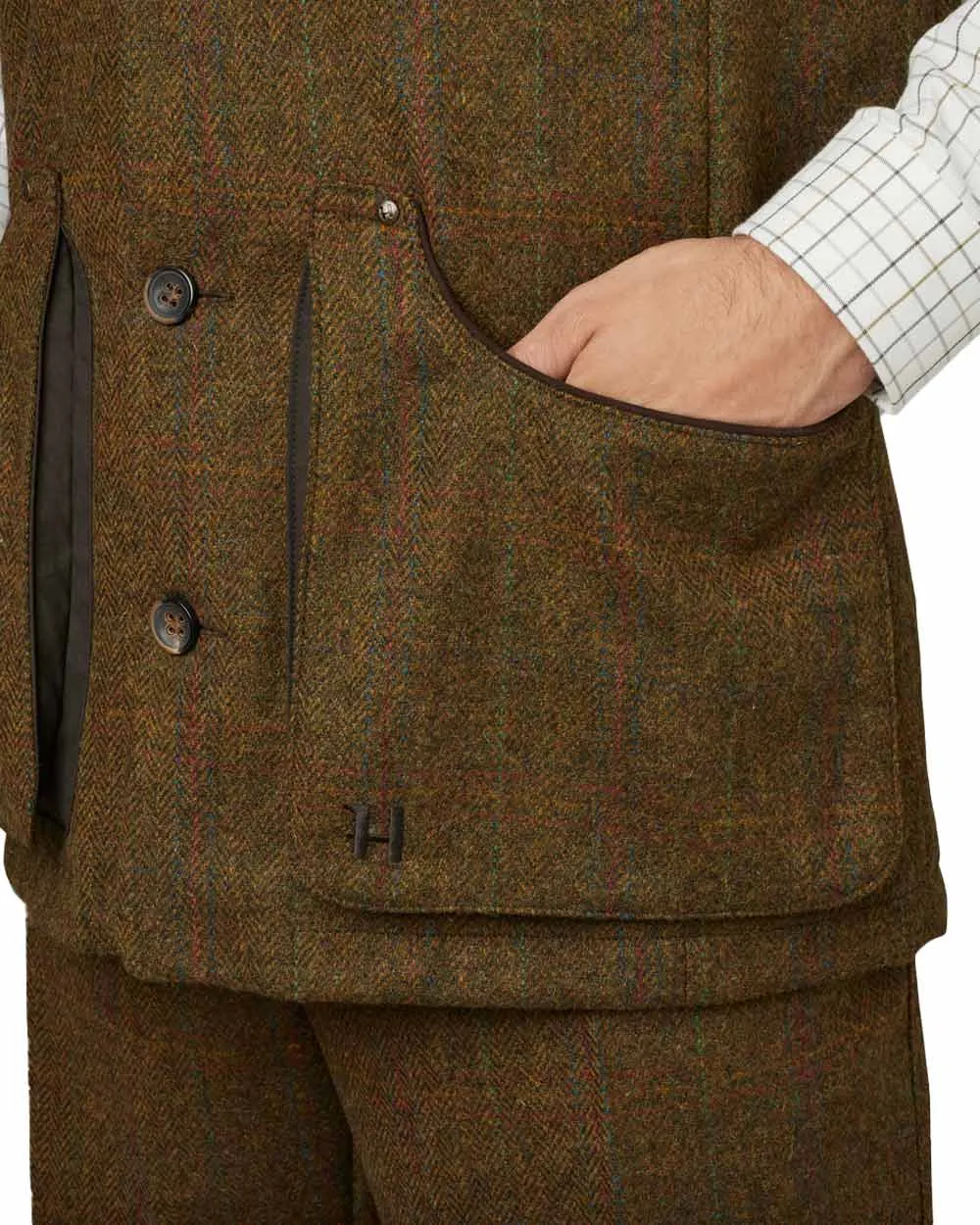 Harkila Stornoway 2.0 Tweed Shooting Waistcoat Plain Dress Shirts Men