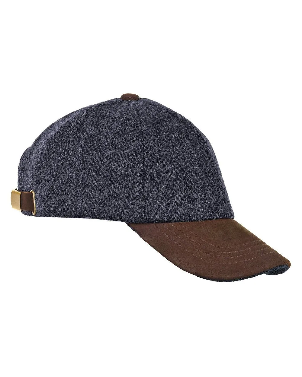 Heather Glencairn Harris Tweed Leather Peak Baseball Cap Wide Brim Farming Hats