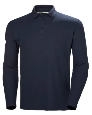 Helly Hansen Mens Crewline Long Sleeve Polo Shirt Sailing Tech Polo Shirts