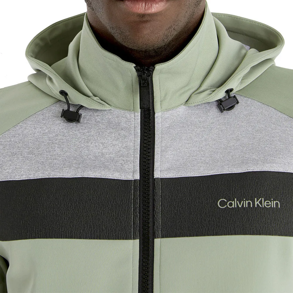 All Eyes on You Calvin Klein Fracture Hooded Full Zip Jacket - Cameo Green