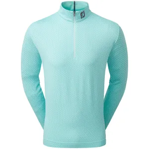 Footjoy Tonal Print Knit Chill-Out 1/2 Zip Pullover - Aqua Surf Make a Statement