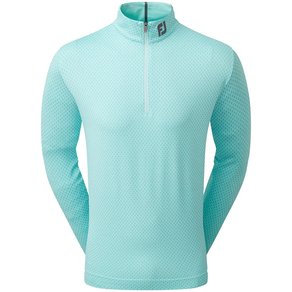 Footjoy Tonal Print Knit Chill-Out 1/2 Zip Pullover - Aqua Surf Make a Statement
