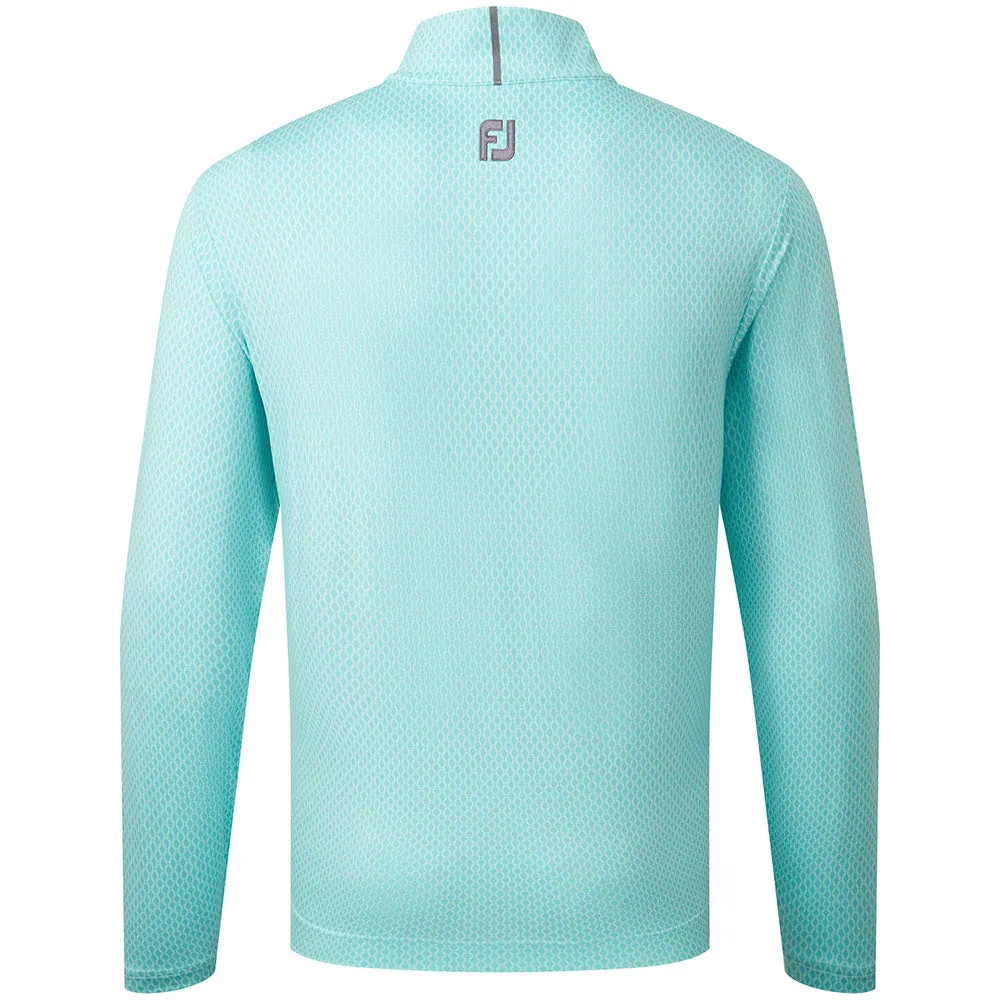 Mother's Day Sale Footjoy Tonal Print Knit Chill-Out 1/2 Zip Pullover - Aqua Surf