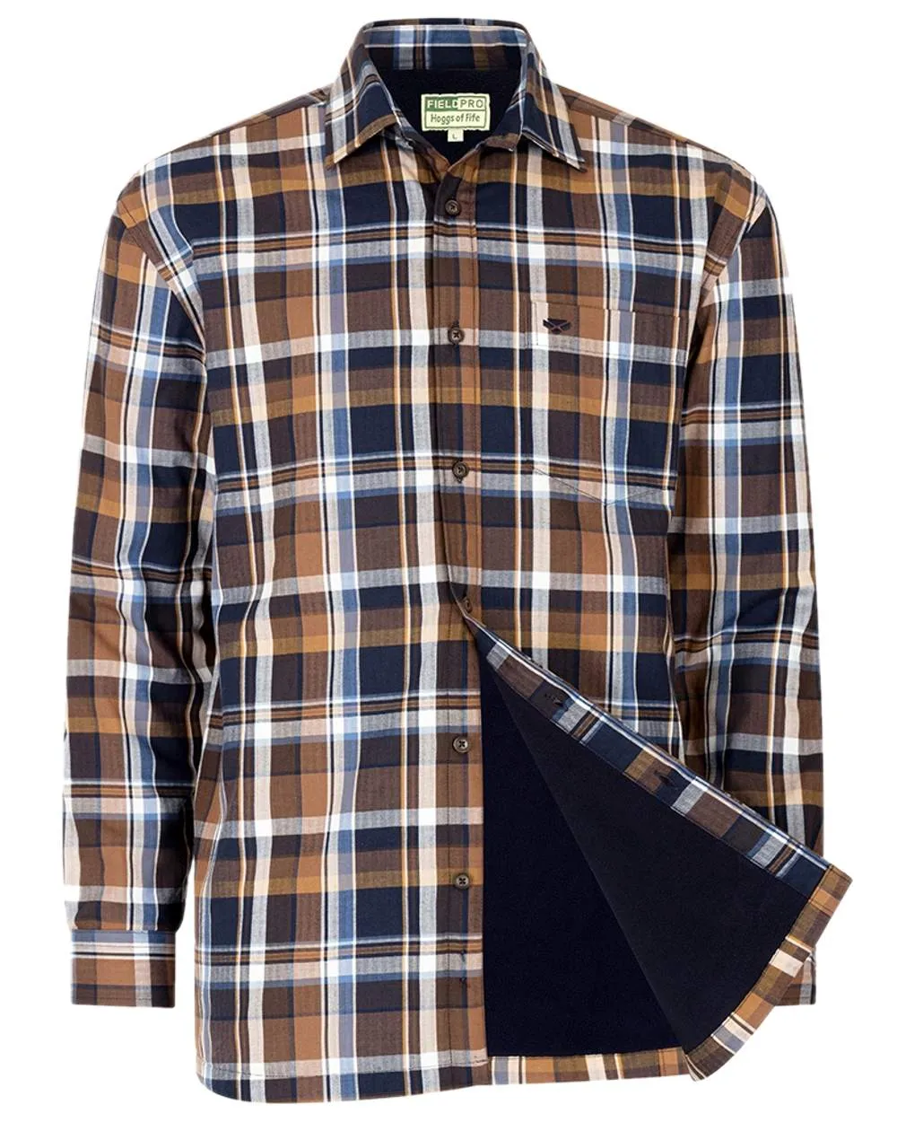 Hoggs of Fife Arran Micro Fleece Lined 100% Cotton Shirt Micro Fleece Shirt Men