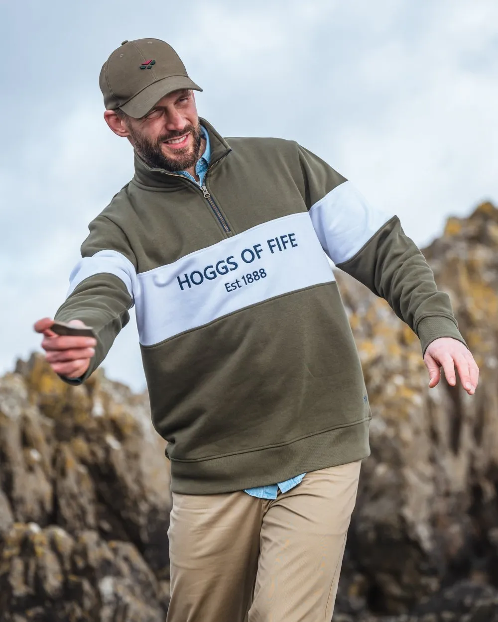 Hoggs of Fife Dumfries 1888 Mens Quarter Zip Sweatshirt Warm Sweatshirts for Men