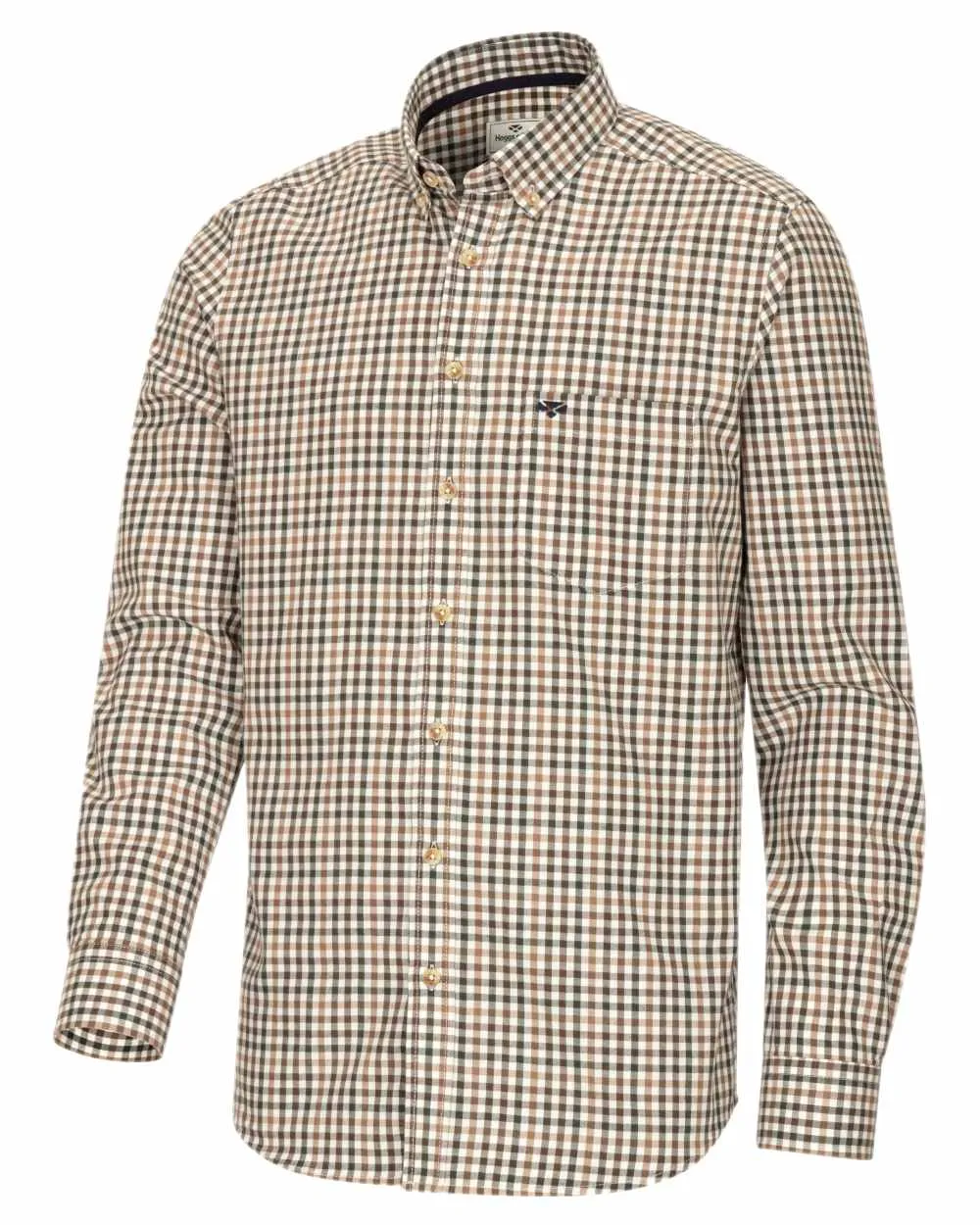 Hoggs of Fife Garvock Cotton Twill Herringbone Check Shirt Hoggs Long Sleeve Tops