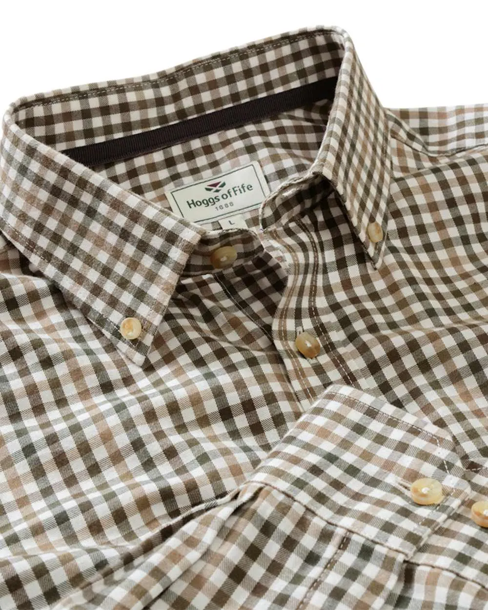 Hoggs of Fife Garvock Cotton Twill Herringbone Check Shirt Men's Check Pattern Shirts