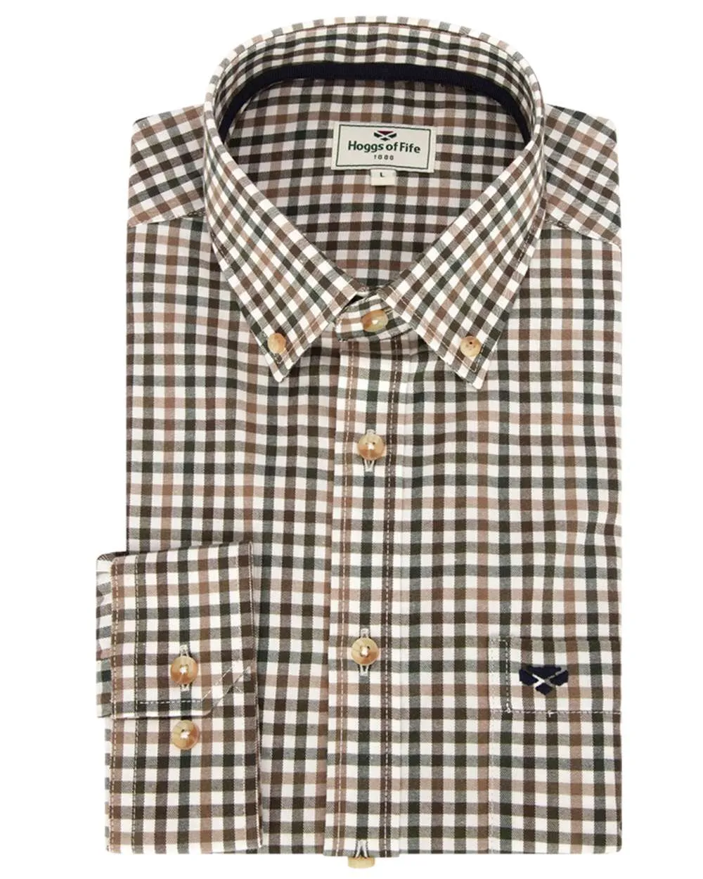 Hoggs of Fife Garvock Cotton Twill Herringbone Check Shirt Men's Check Pattern Shirts