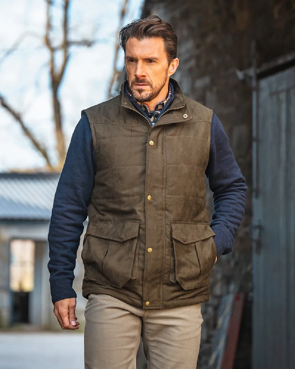 Hoggs of Fife Glenbervie Quilted Gilet Tartan Plaid Shirts Men