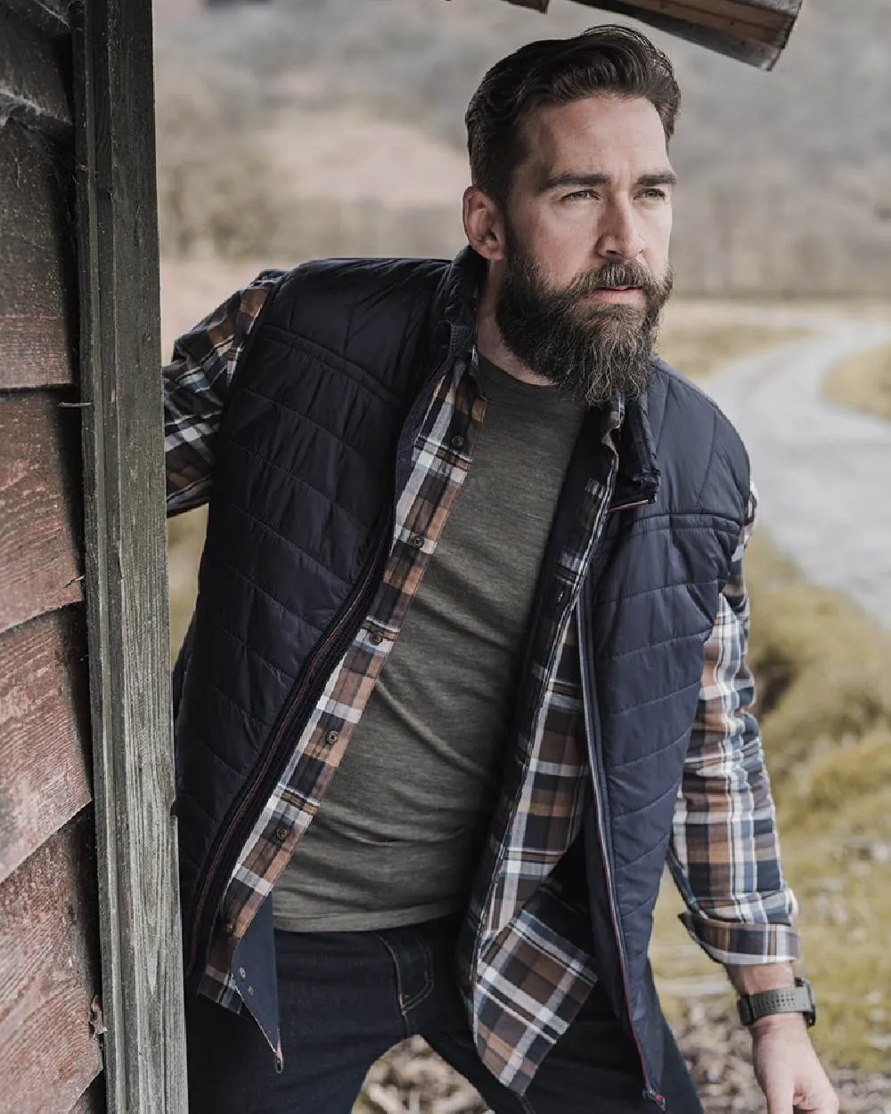 Hoggs of Fife Granite Rip-Stop Gilet Tartan Plaid Shirts Men