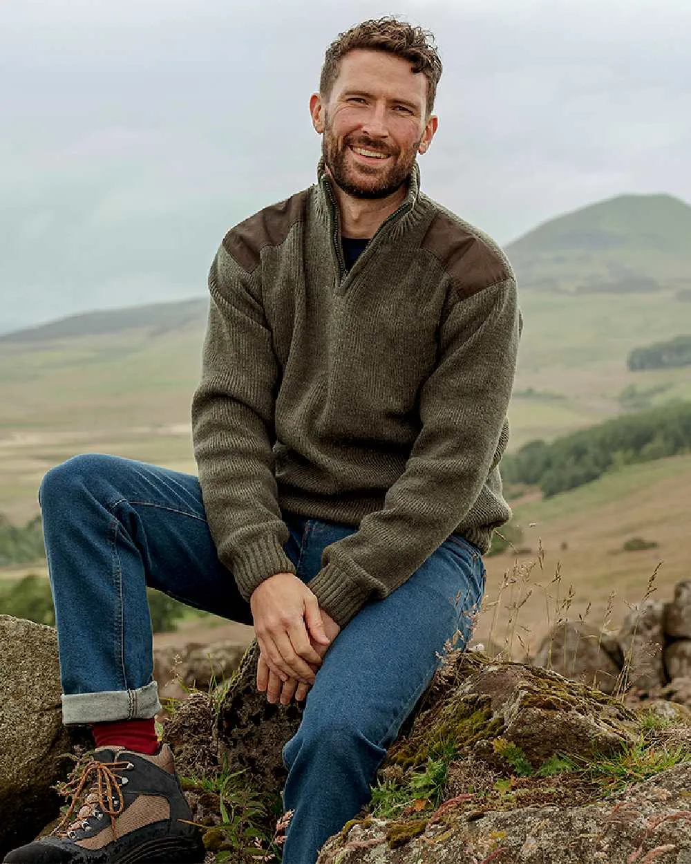 Hoggs of Fife Hebrides II Quarter Zip Windproof Pullover Men's Knit Sweaters