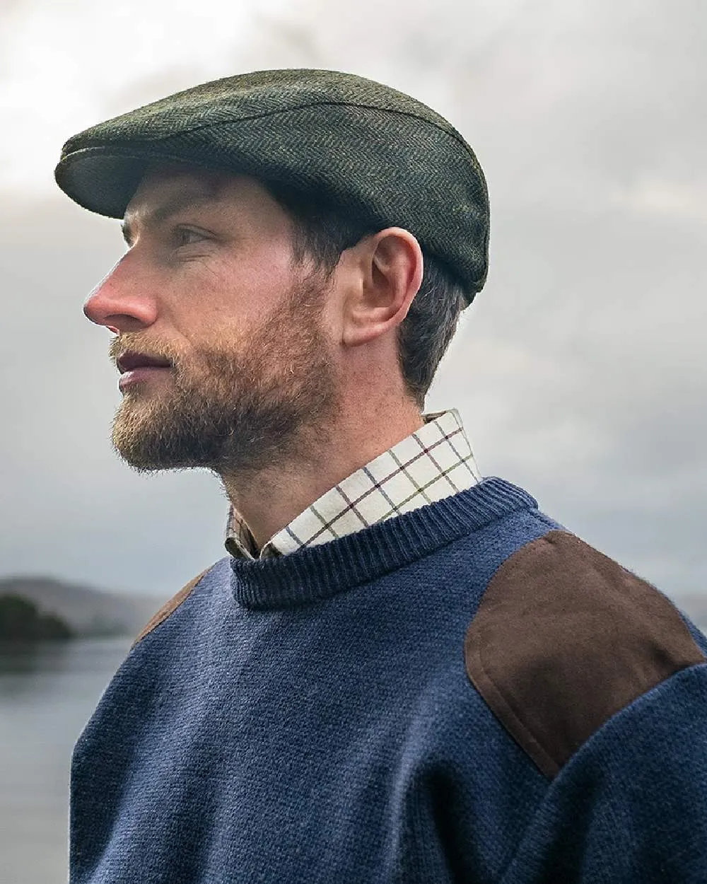 Hoggs of Fife Herringbone Waterproof Tweed Flat Cap Hoggs of Fife Hats