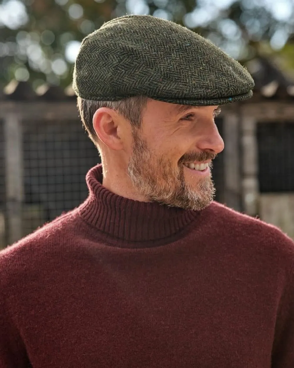 Hoggs of Fife Herringbone Waterproof Tweed Flat Cap Waterproof Rain Hats