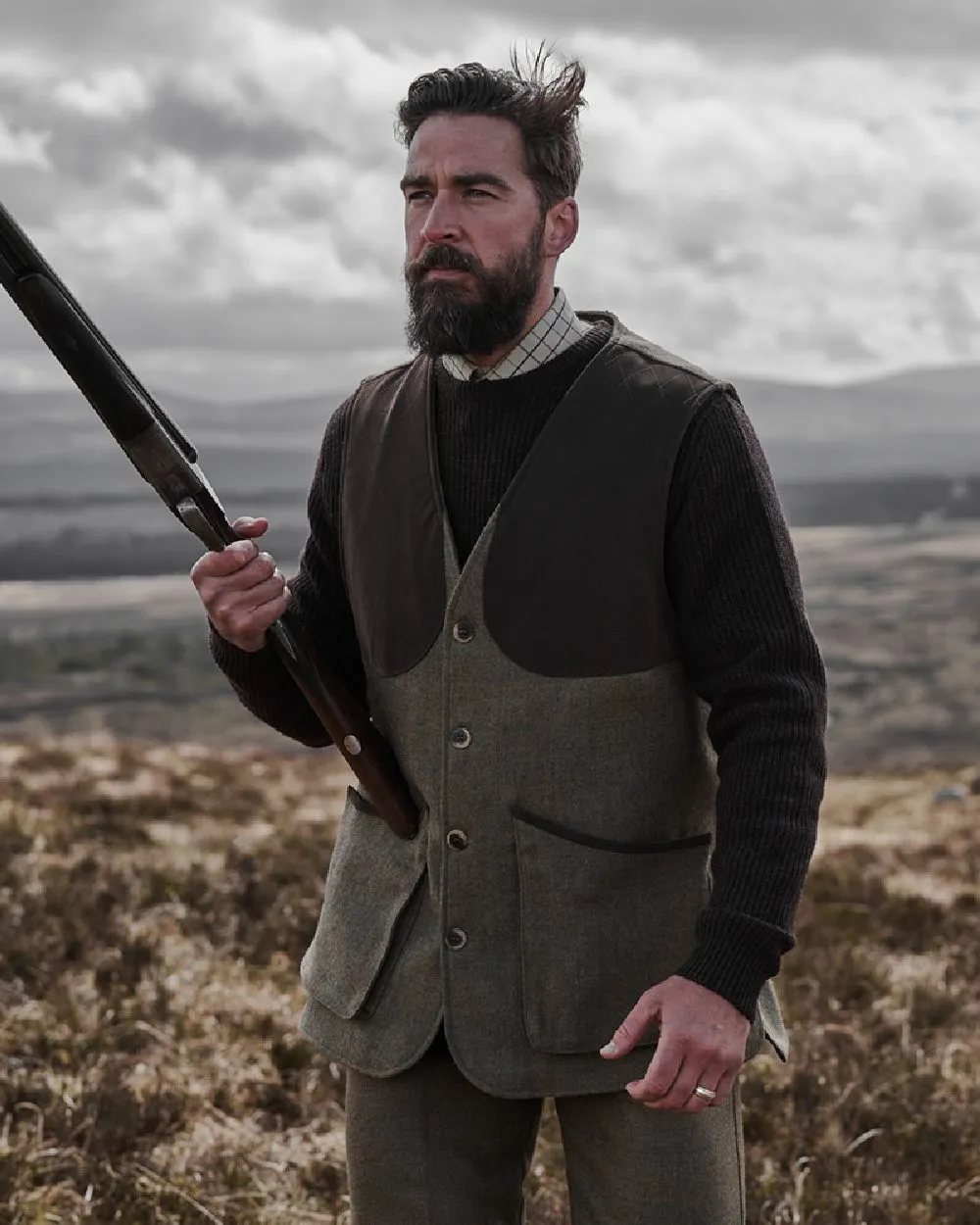 Hoggs of Fife Kinloch Technical Tweed Field Waistcoat Long Sleeve Cotton Shirts