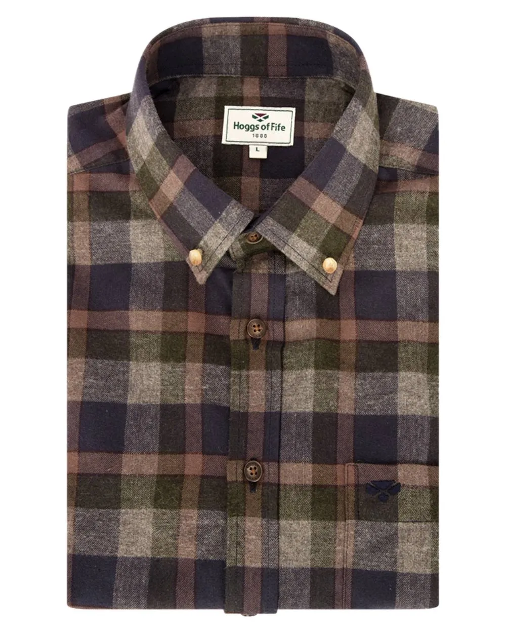 Hoggs of Fife Kirkwall Brushed Flannel Check Shirt Hoggs Polo Shirts