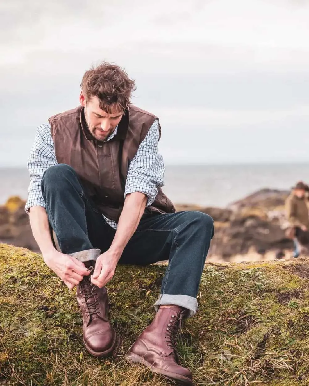 Hoggs of Fife Lomond II Leather Waistcoat Long Sleeve Cotton Shirts