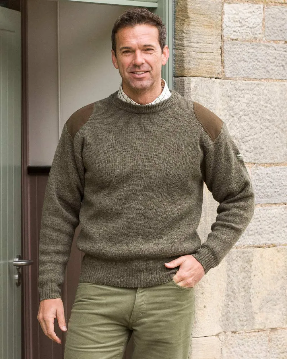 Hoggs of Fife Melrose Hunting Pullover Crew Neck Wool Sweater