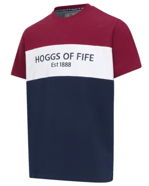 Hoggs of Fife Mens Dalbeattie Colour Block T-Shirt Cotton Crew Neck Tees Men