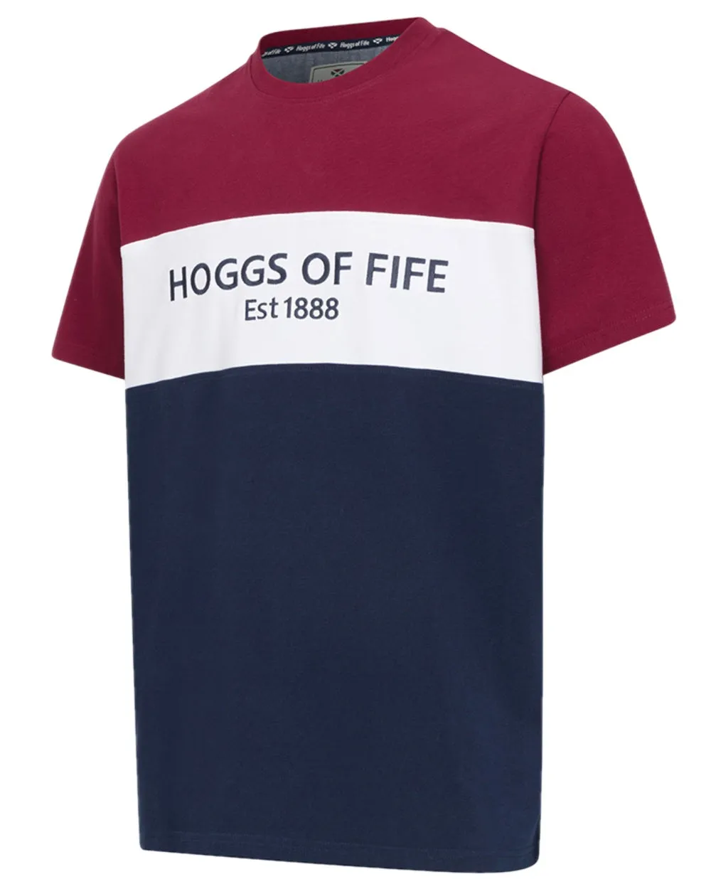Hoggs of Fife Mens Dalbeattie Colour Block T-Shirt Cotton Crew Neck Tees Men