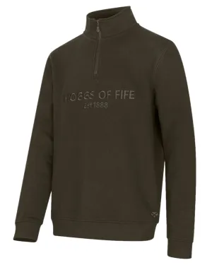 Hoggs of Fife Mens Galloway 1888 Plain Quarter Zip Sweatshirt Cotton Crew Sweatshirts