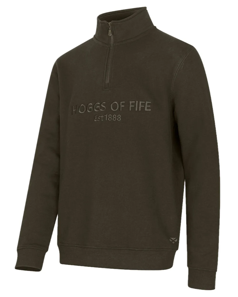 Hoggs of Fife Mens Galloway 1888 Plain Quarter Zip Sweatshirt Cotton Crew Sweatshirts