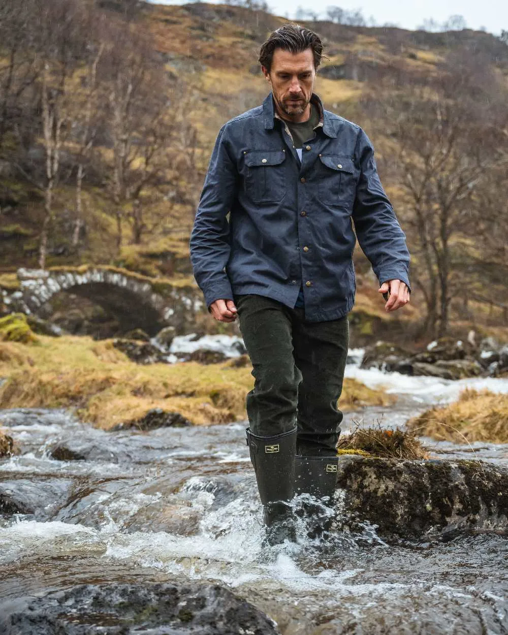 Hoggs of Fife Mens Huntly Waxed Canvas Utility Overshirt Waxed Outdoor Jackets