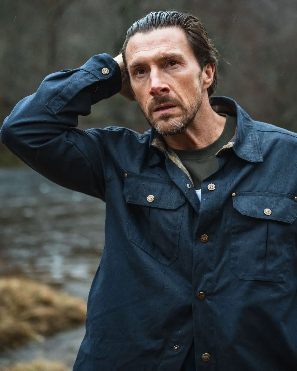 Hoggs of Fife Mens Huntly Waxed Canvas Utility Overshirt Waxed Outdoor Jackets