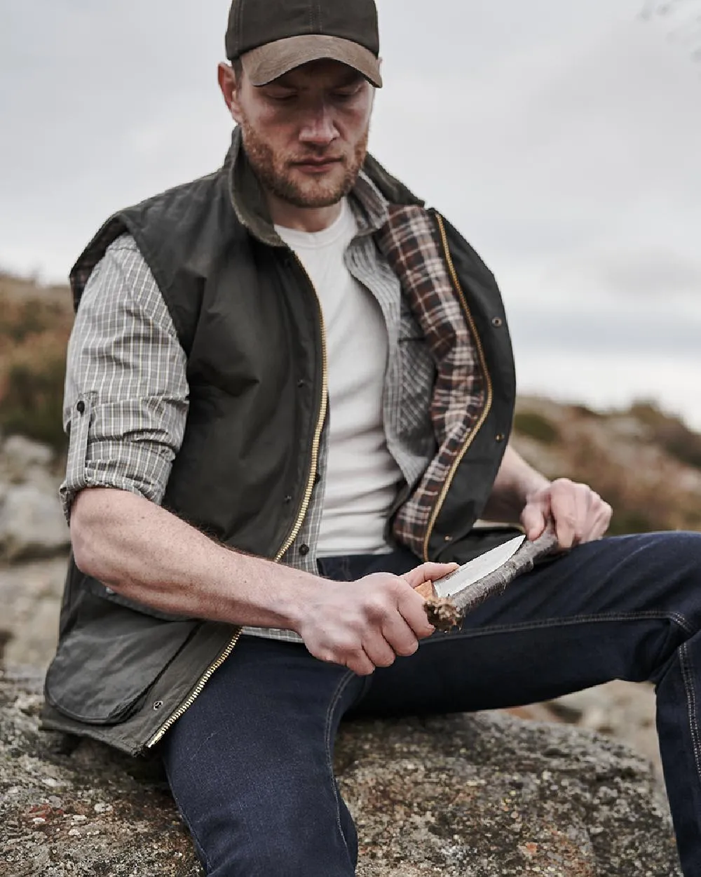 Hoggs of Fife Waxed Waistcoat Cotton T-Shirts Men